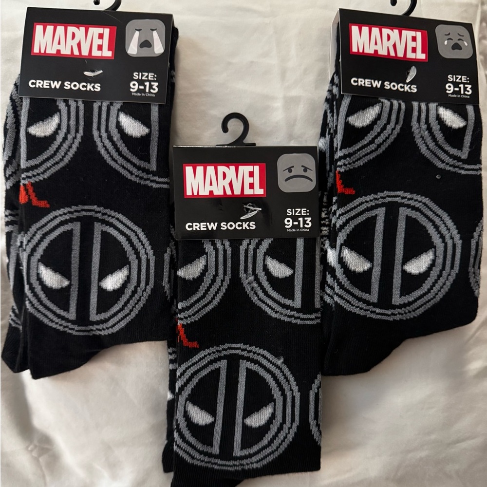 Marvel Black Crew Socks ( DeadPool)